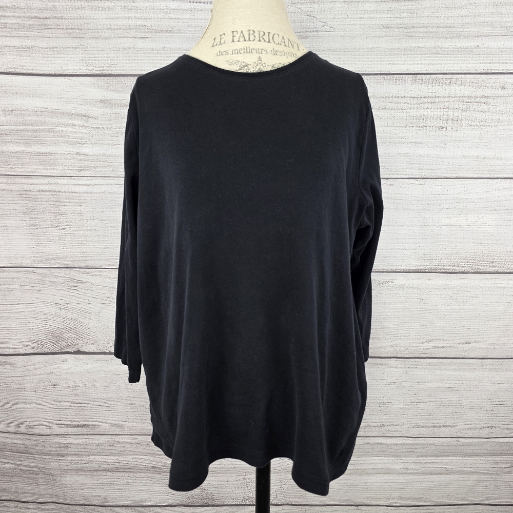 Croft And Borrow Classic Black Women's Long Sleeve Crewneck Top